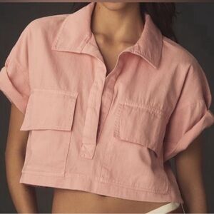 Pilcro Anthropologie Denim Utility Boxy Crop Shirt